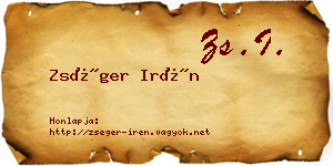 Zséger Irén névjegykártya